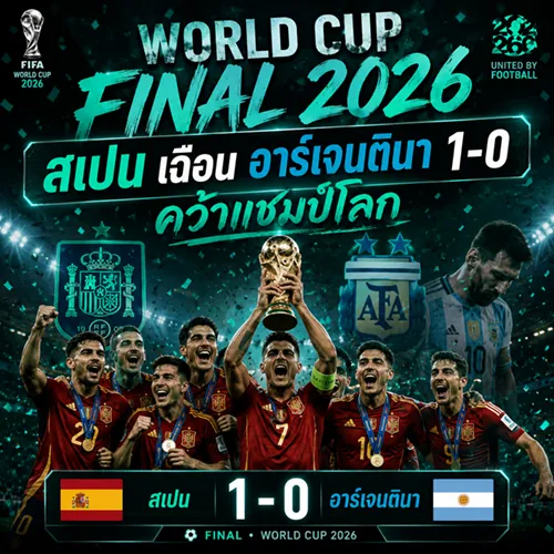 World Cup Final 2026 สเปน เฉือน อาร์เจนตินา 1-0 คว้าแชมป์โลก